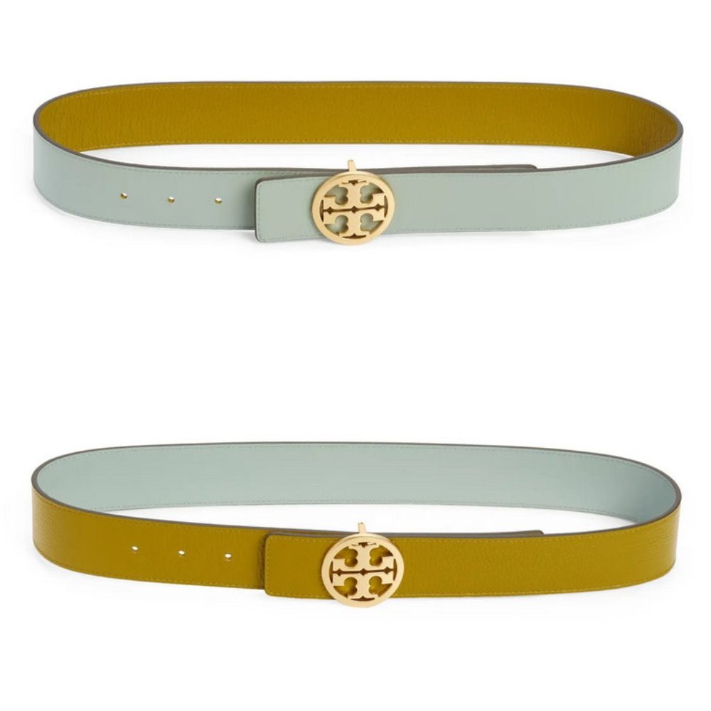 NEW Tory Burch Sizes S, M, L 1 " Reversible Belt - Cactus Green / Blue Celadon
